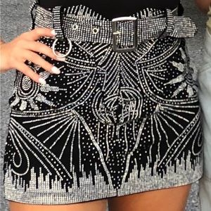 Miss Lola bedazzled mini skirt